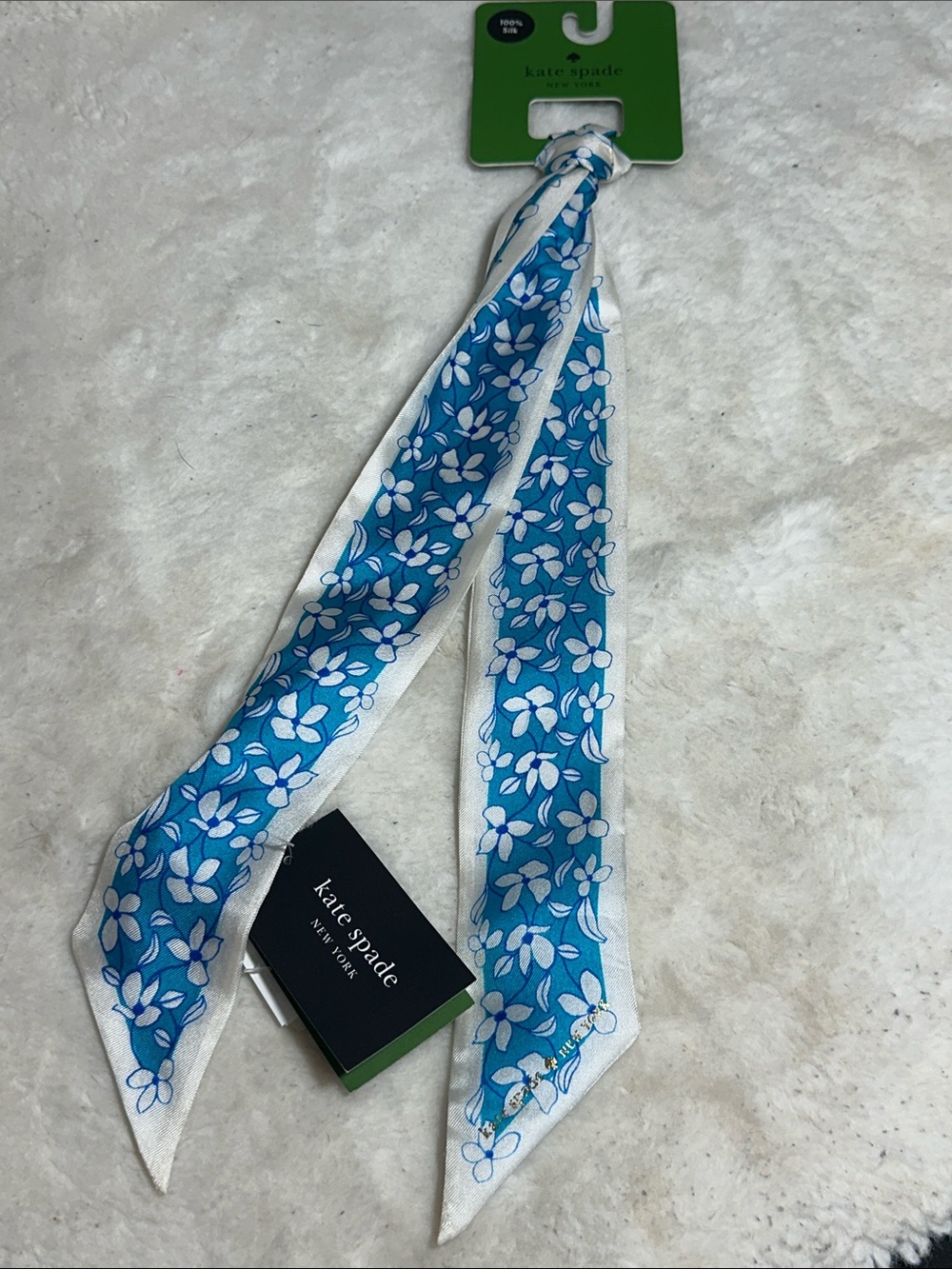 Kate spade floral vines skinny silk scarf